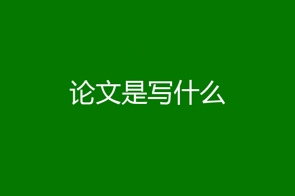 论文是写什么