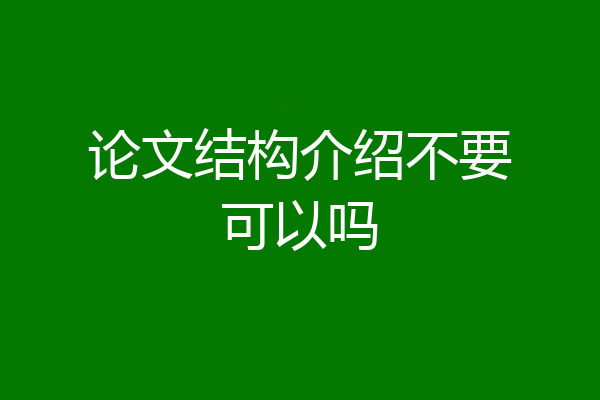 论文结构介绍不要可以吗