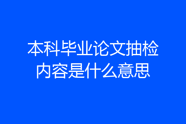 本科毕业论文抽检内容是什么意思