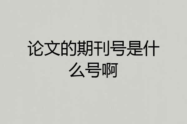 论文的期刊号是什么号啊