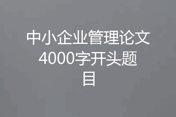 中小企业管理论文4000字开头题目