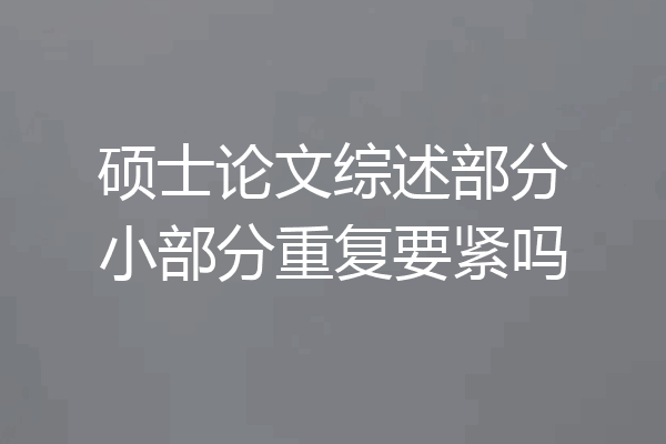 硕士论文综述部分小部分重复要紧吗