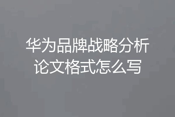 华为品牌战略分析论文格式怎么写