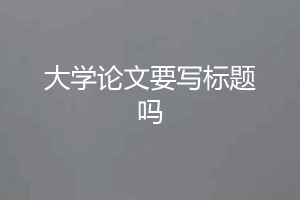 大学论文要写标题吗