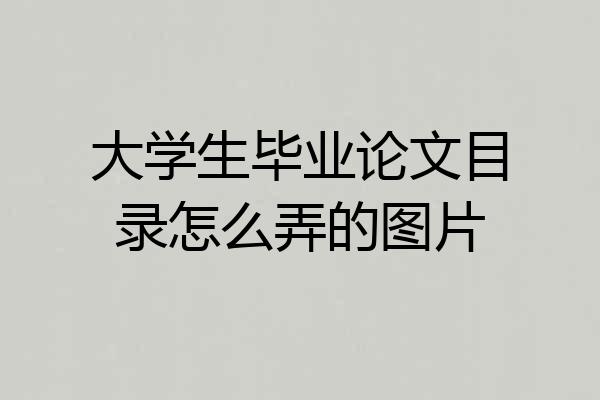 大学生毕业论文目录怎么弄的图片