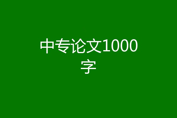 中专论文1000字
