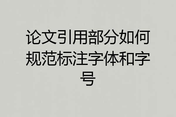 论文引用部分如何规范标注字体和字号