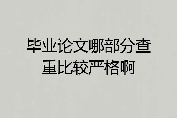 毕业论文哪部分查重比较严格啊
