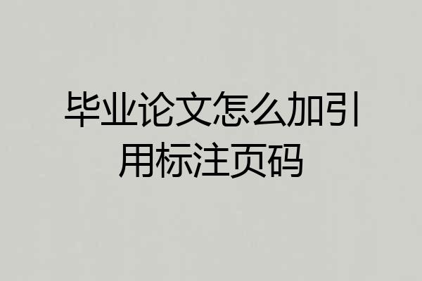 毕业论文怎么加引用标注页码