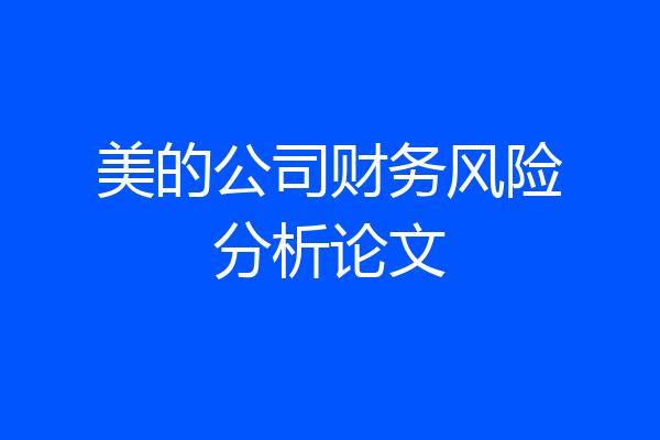美的公司财务风险分析论文