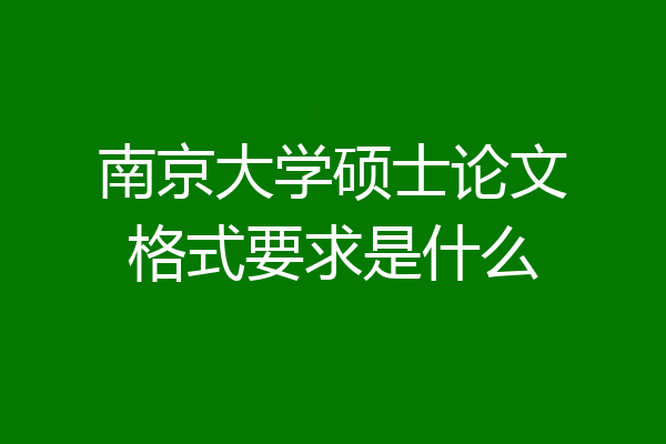 南京大学硕士论文格式要求是什么