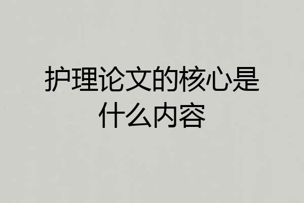 护理论文的核心是什么内容