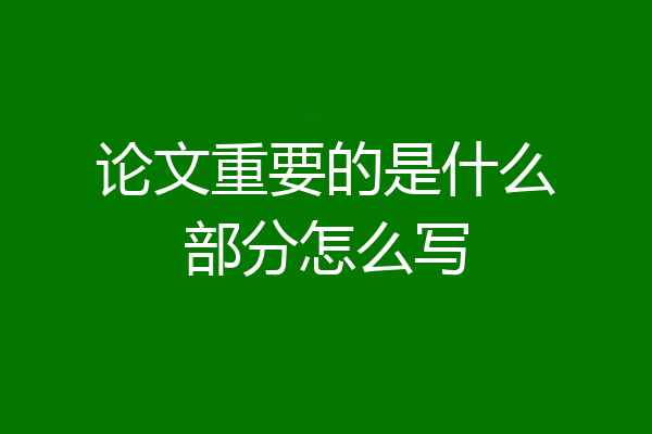 论文重要的是什么部分怎么写