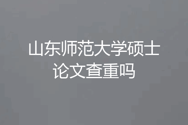 山东师范大学硕士论文查重吗