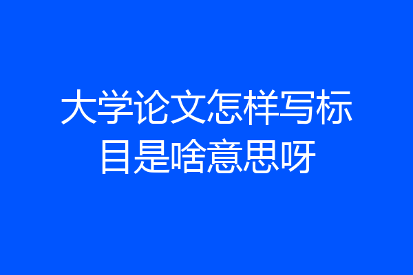 大学论文怎样写标目是啥意思呀