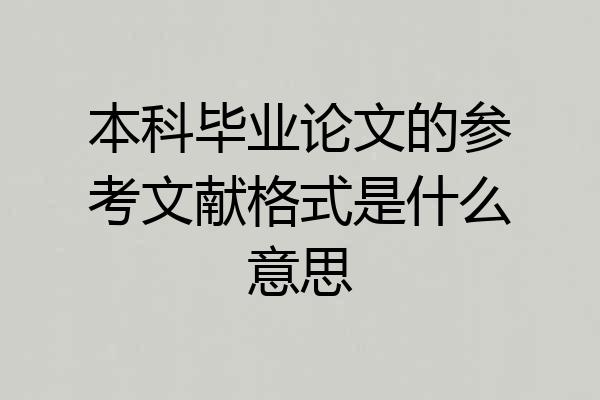 本科毕业论文的参考文献格式是什么意思