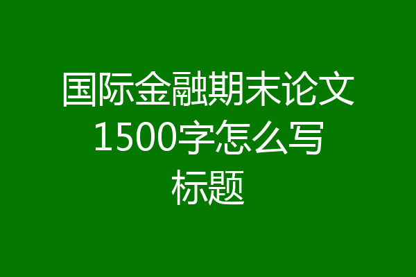国际金融期末论文1500字怎么写标题