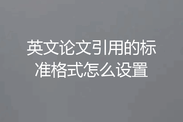 英文论文引用的标准格式怎么设置