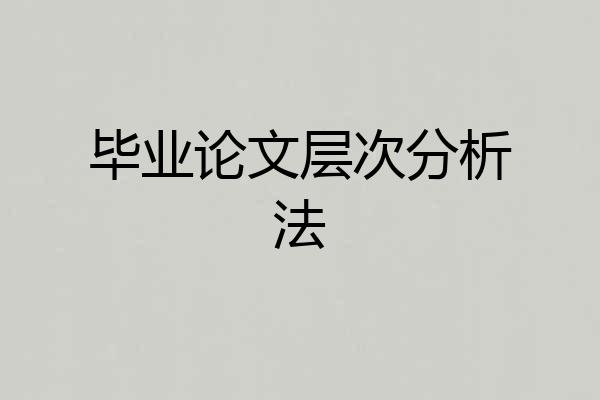 毕业论文层次分析法