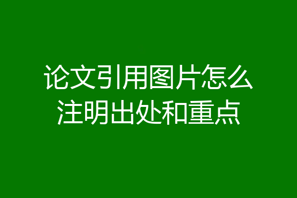 论文引用图片怎么注明出处和重点