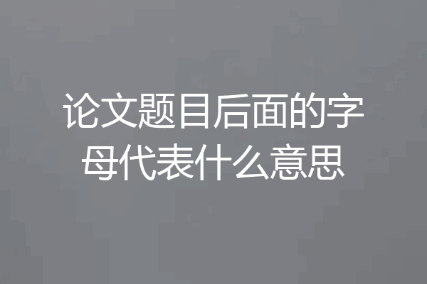 论文题目后面的字母代表什么意思