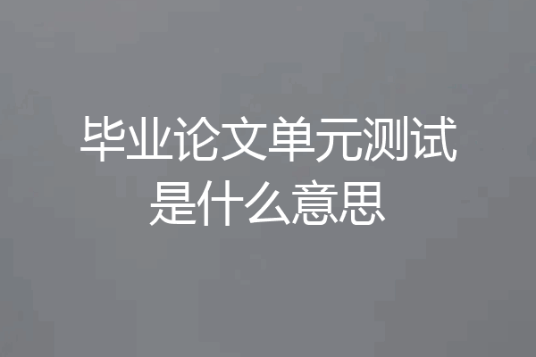毕业论文单元测试是什么意思