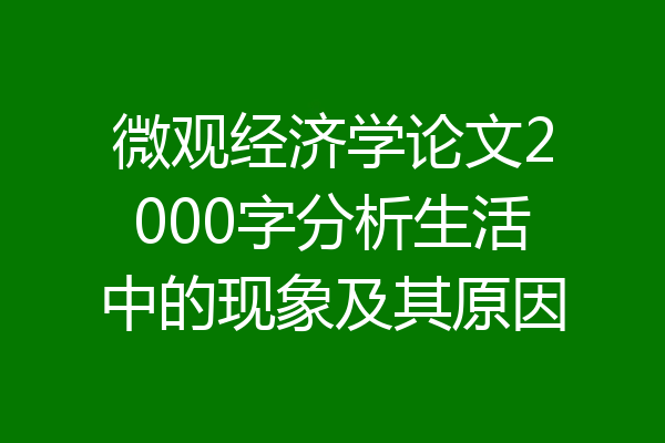 微观经济学论文2000字分析生活中的现象及其原因