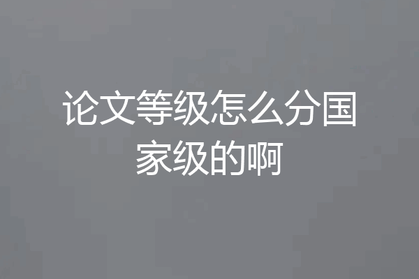 论文等级怎么分国家级的啊