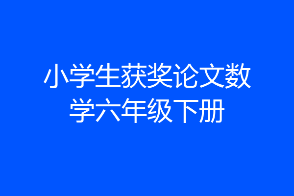 小学生获奖论文数学六年级下册