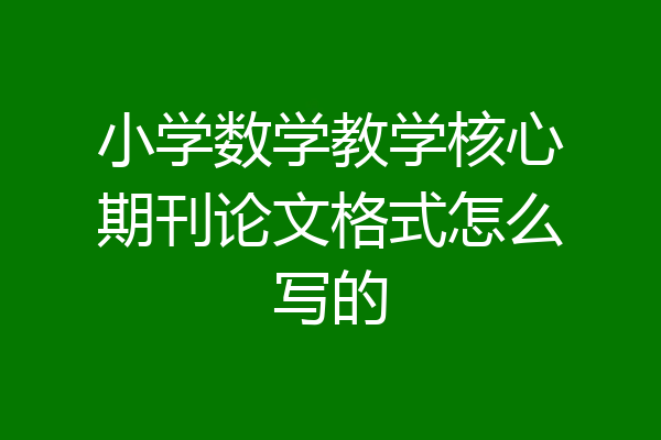 小学数学教学核心期刊论文格式怎么写的