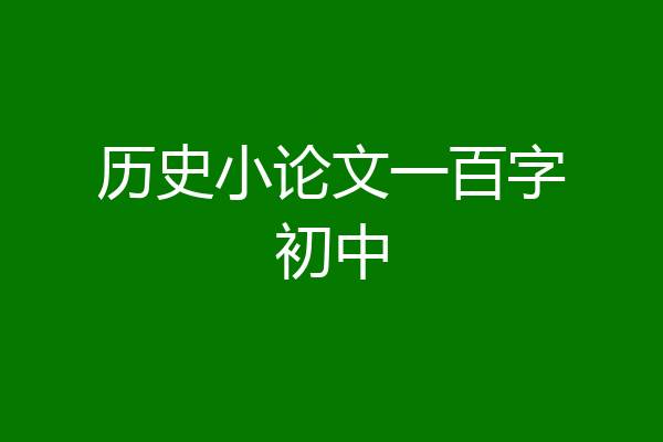 历史小论文一百字初中