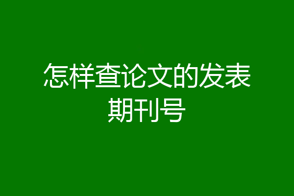 怎样查论文的发表期刊号