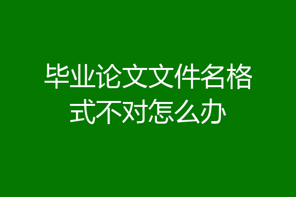 毕业论文文件名格式不对怎么办