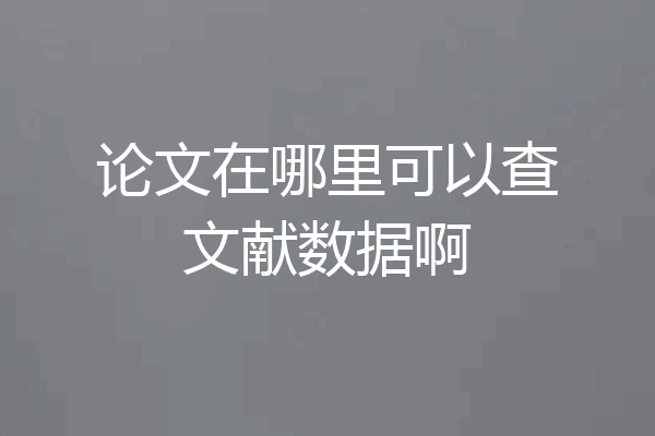 论文在哪里可以查文献数据啊