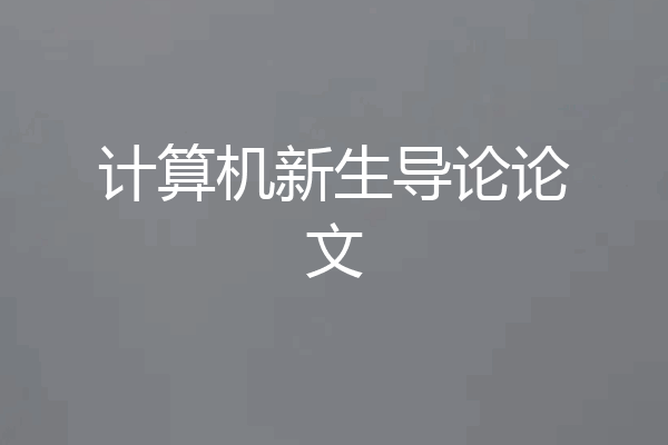 计算机新生导论论文