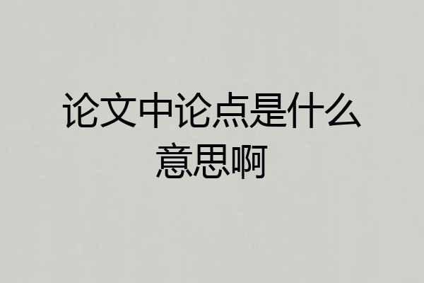 论文中论点是什么意思啊