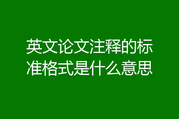 英文论文注释的标准格式是什么意思