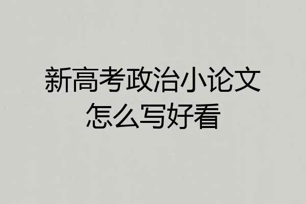 新高考政治小论文怎么写好看