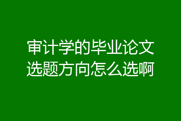 审计学的毕业论文选题方向怎么选啊