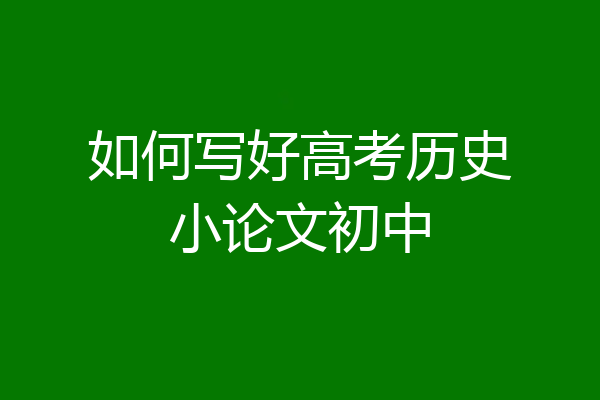 如何写好高考历史小论文初中