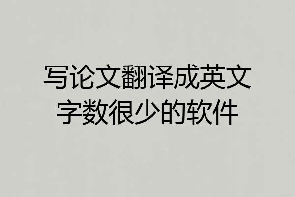 写论文翻译成英文字数很少的软件