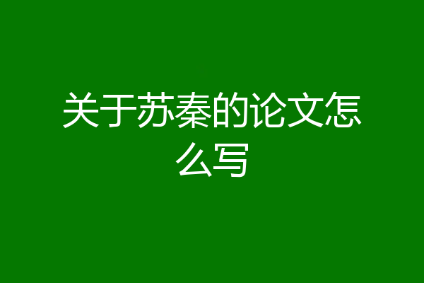 关于苏秦的论文怎么写
