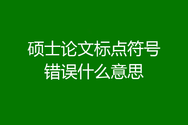 硕士论文标点符号错误什么意思
