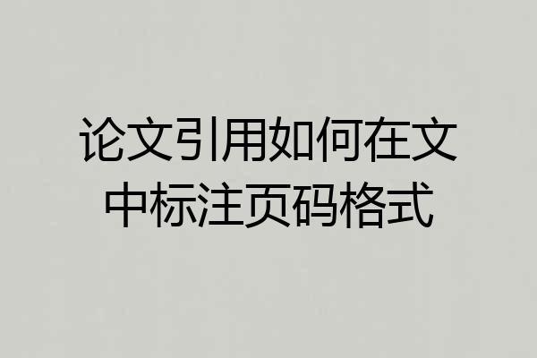 论文引用如何在文中标注页码格式