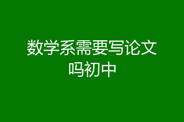数学系需要写论文吗初中