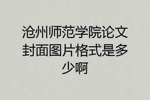 沧州师范学院论文封面图片格式是多少啊