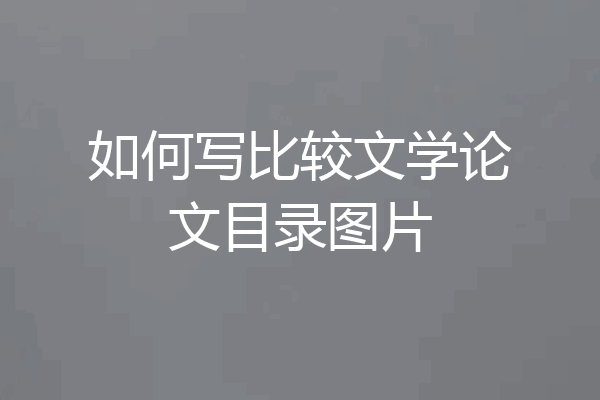 如何写比较文学论文目录图片