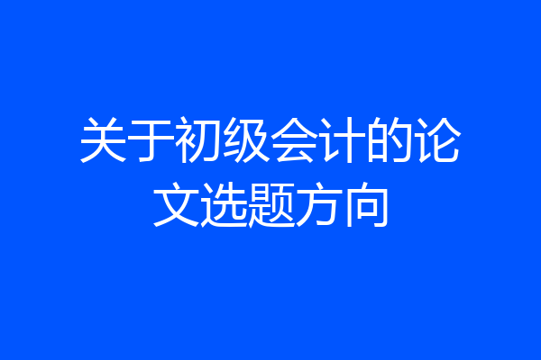 关于初级会计的论文选题方向