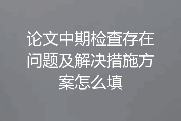 论文中期检查存在问题及解决措施方案怎么填