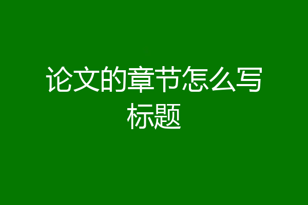 论文的章节怎么写标题